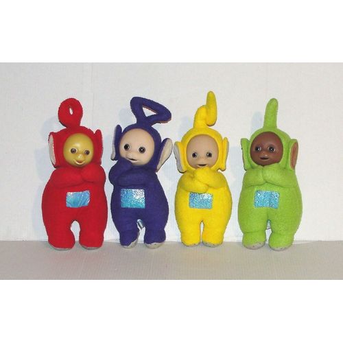 Peluche Teletubbies Lot Des Quatre Bout Chou Vintage Tomy - Doudou Tinky Winky Laa Laa Po Dipsy Model A Pinces Golden Bear 15 Cm