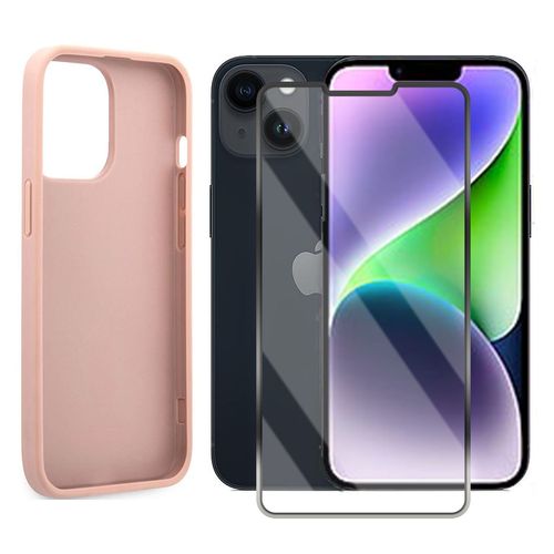 Coque De Protection Souple Silicone Rose + Lot De 2 Verre Trempé Pour Iphone 14 Plus -Visiodirect -