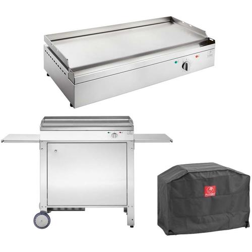 Plancha électrique en inox Chef 80 cm Avec chariot fermé + housse