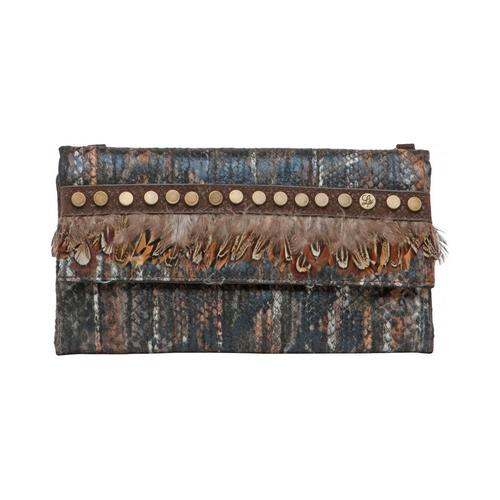 Pochette Loliipops Yaigle Wendy avec Plumes Marron