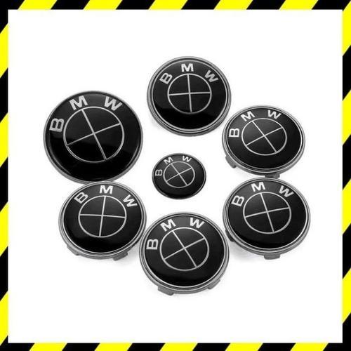 Kit 7 Pcs Emblème Bmw Full Black - 82mm+74mm+45mm+68mm - Mastershop - Vendeur Français