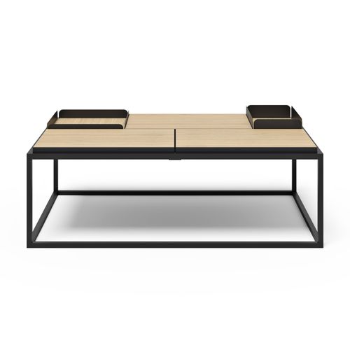Table Basse Effet Bois Chêne Naturel Et Noir