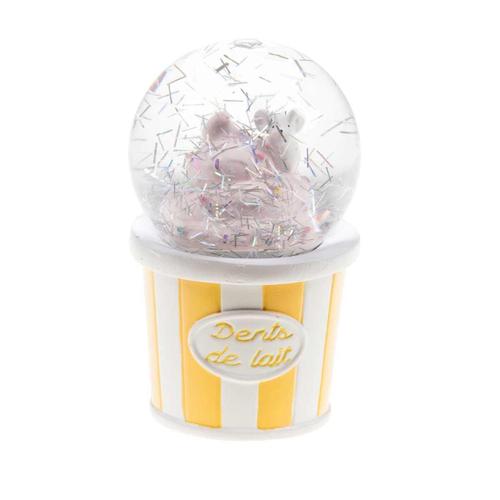 Petite boite à dents de lait pot de glace boule à paillettes jaune