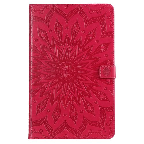 Coque Motif Flowers Relief Motif Pu Cuir Etui À Rabat Pour Samsung Galaxy Tab A 10.5 Sm-T590/T595 Rouge