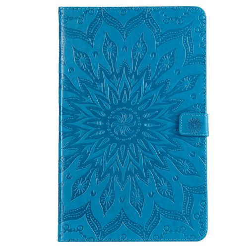 Coque Motif Flowers Relief Motif Pu Cuir Etui À Rabat Pour Samsung Galaxy Tab A 10.5 Sm-T590/T595 - Bleu