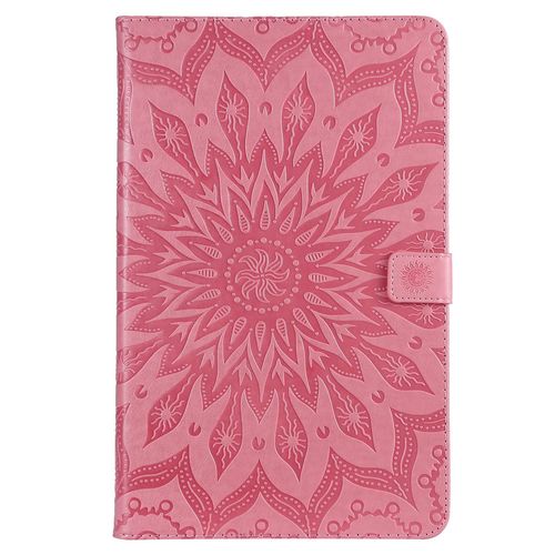 Coque Motif Flowers Relief Motif Pu Cuir Etui À Rabat Pour Samsung Galaxy Tab A 10.5 Sm-T590/T595 Rose