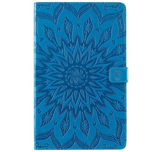 Coque Motif Flowers Relief Motif Pu Cuir Etui À Rabat Pour Samsung Galaxy Tab A T510 10.1 2019 - Bleu