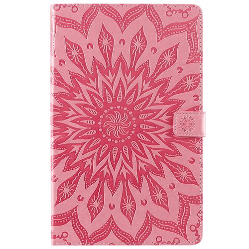 Coque Motif Flowers Relief Motif Pu Cuir Etui À Rabat Pour Samsung Galaxy Tab A T510 10.1 2019 - Rose