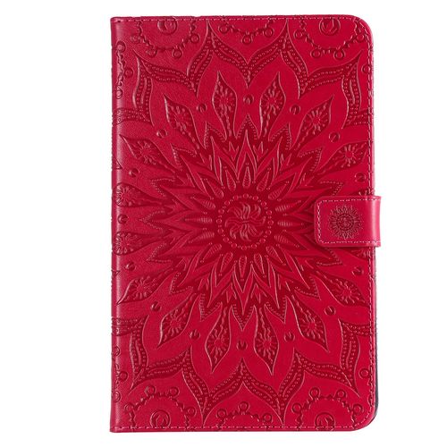 Coque Motif Flowers Relief Motif Pu Cuir Etui À Rabat Pour Samsung Galaxy Tab A 8.0 2018 Sm-T387 - Rouge