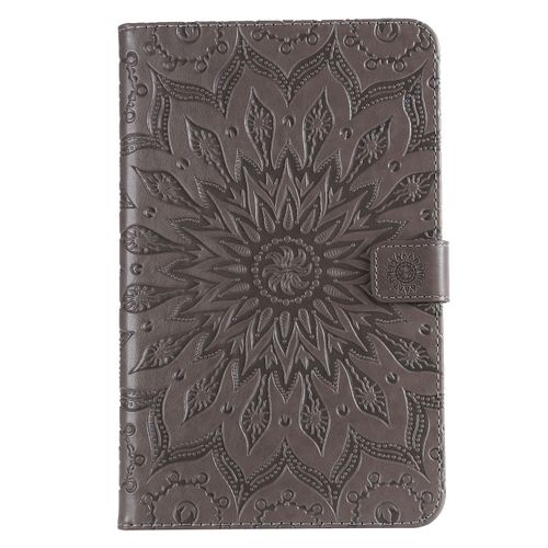 Coque Motif Flowers Relief Motif Pu Cuir Etui À Rabat Pour Samsung Galaxy Tab A 8.0 2018 Sm-T387 - Gris