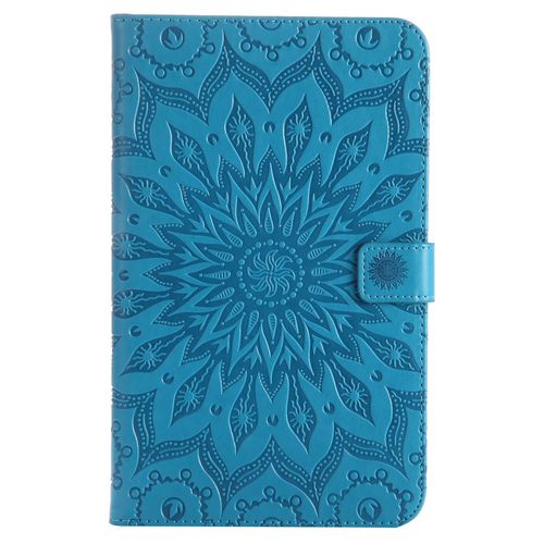 Coque Motif Flowers Relief Motif Pu Cuir Etui À Rabat Pour Samsung Galaxy Tab A 8.0 2017 Sm-T385, Bleu