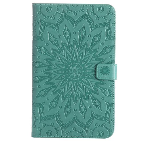 Coque Motif Flowers Relief Motif Pu Cuir Etui À Rabat Pour Samsung Galaxy Tab A 8.0 2017 Sm-T385, Vert
