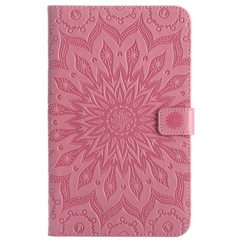 Coque Motif Flowers Relief Motif Pu Cuir Etui À Rabat Pour Samsung Galaxy Tab A 8.0 2017 Sm-T385 Rose
