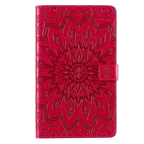 Coque Motif Flowers Relief Motif Pu Cuir Etui À Rabat Pour Samsung Galaxy Tab A 8.0 2019 Sm-T295 Rouge