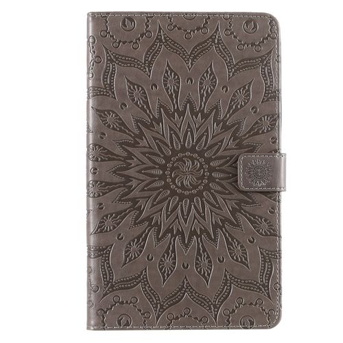 Coque Motif Flowers Relief Motif Pu Cuir Etui À Rabat Pour Samsung Galaxy Tab A 8.0 2019 Sm-T295, Gris