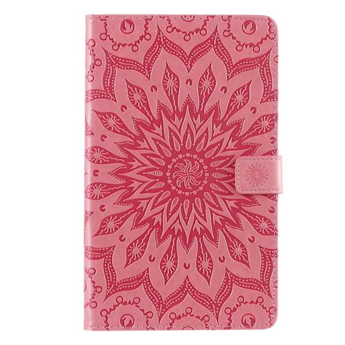 Coque Motif Flowers Relief Motif Pu Cuir Etui À Rabat Pour Samsung Galaxy Tab A 8.0 2019 Sm-T295, Rose