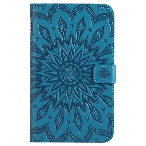 Coque Motif Flowers Relief Motif Pu Cuir Etui À Rabat Pour Samsung Galaxy Tab A 7.0 T280, Bleu