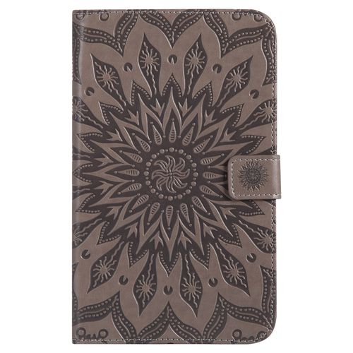 Coque Motif Flowers Relief Motif Pu Cuir Etui À Rabat Pour Samsung Galaxy Tab A 7.0 T280, Gris