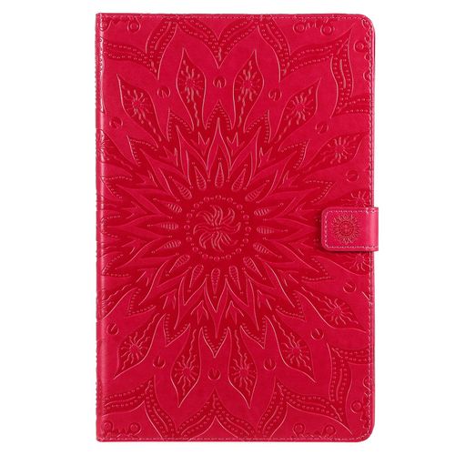 Coque Motif Flowers Relief Motif Pu Cuir Etui À Rabat Pour Samsung Galaxy Tab S6 10.5 2019 Sm-T860 Rouge