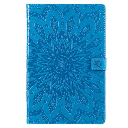 Coque Motif Flowers Relief Motif Pu Cuir Etui À Rabat Pour Samsung Galaxy Tab S6 10.5 2019 Sm-T860 - Bleu