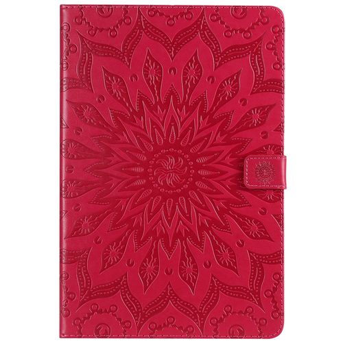Coque Motif Flowers Relief Motif Pu Cuir Etui À Rabat Pour Samsung Galaxy Tab S4 10.5 Sm-T830, Sm-T835 Rouge