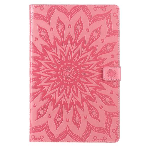Coque Motif Flowers Relief Motif Pu Cuir Etui À Rabat Pour Samsung Galaxy Tab S6 10.5 2019 Sm-T860 Rose