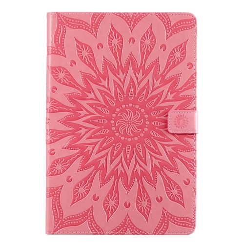 Coque Motif Flowers Relief Motif Pu Cuir Etui À Rabat Pour Samsung Galaxy Tab S5e T720 - Rose