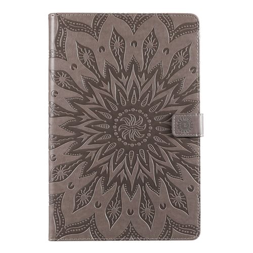 Coque Motif Flowers Relief Motif Pu Cuir Etui À Rabat Pour Samsung Galaxy Tab S5e T720 - Gris
