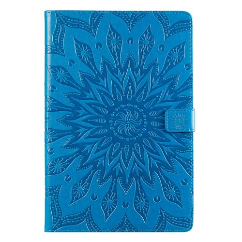 Coque Motif Flowers Relief Motif Pu Cuir Etui À Rabat Pour Samsung Galaxy Tab S5e T720 Bleu