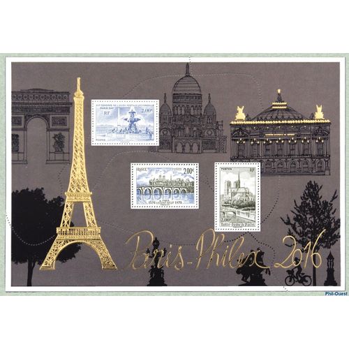 France 2016, Très Beau Bloc Gaufré Et Doré Neuf** Luxe Yvert 5048 Le Salon Paris-Philex 2016timbres 5048, 5049, 5050.