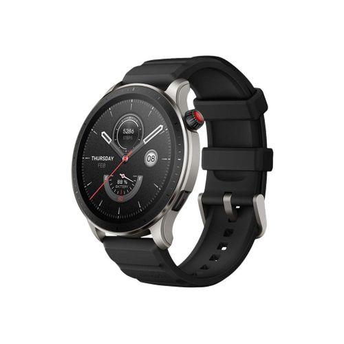 Amazfit Gtr 4 - Alliage D'aluminium - Montre Intelligente Avec Bracelet - Fluoroélastomère - Noir Superspeed - Taille Du Poignet : 150-215 Mm - Affichage 1.43" - Wi-Fi, Bluetooth - 34 G