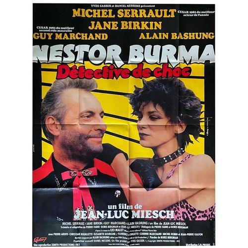 Nestor Burma - Véritable Affiche De Cinéma Pliée - Format 120x160 Cm - De Jean-Luc Miesch Avec Michel Serrault, Jane Birkin, Guy Marchand, Alain Bashung - 1981 #