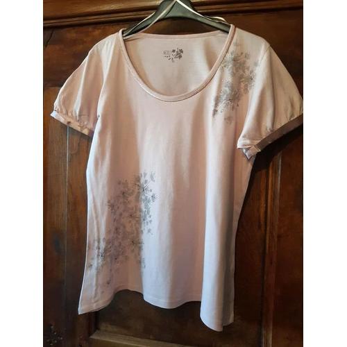 Tee-Shirt Mauve Motif "Fleurs"