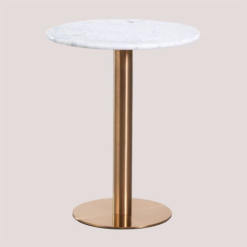Table De Bar Ronde En Marbre Chack Métallisé Or Rose Ø60 Cm