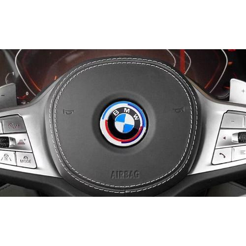 BMW Logo Emblème Volant 45mm Zwart- Carbone Rouge