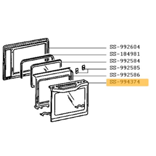 Vitre + poignée + support (repère SS-994374) Four cuisinière (SS-994374 ROWENTA)
