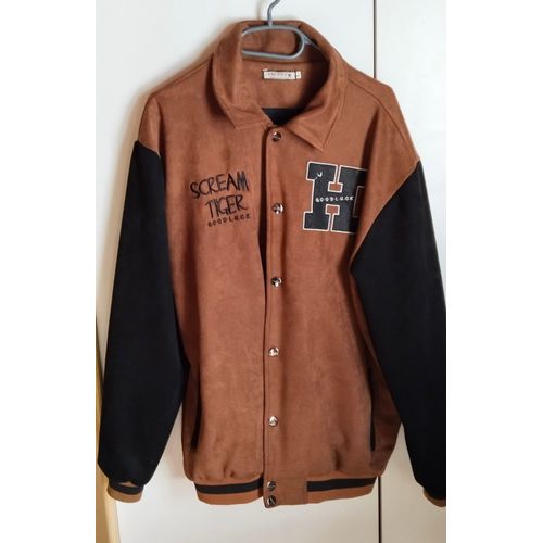 Veste Homme En Suédine Marron/Noir (Taille L)