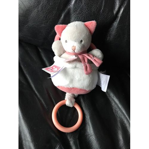 Doudou Chat Boîte À Musique Rose Et Blanc 20cm Doudou Et Compagnie 
