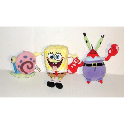 Peluche Bob L'eponge Lot De 3 Personnages Bob Crabs Gary Viacom Ty