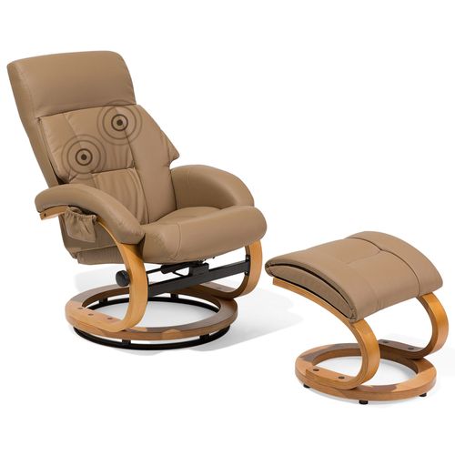 Fauteuil Massant Et Chauffant En Cuir Pu Beige Force