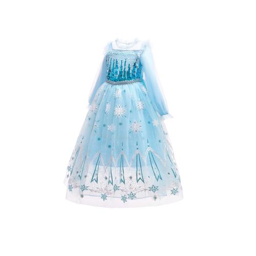 Kathévan Déguisement Reine des Neiges Robe Princesse Fille Déguisement Carnaval Halloween Costume Cosplay fête Anniversaire Cadeau F