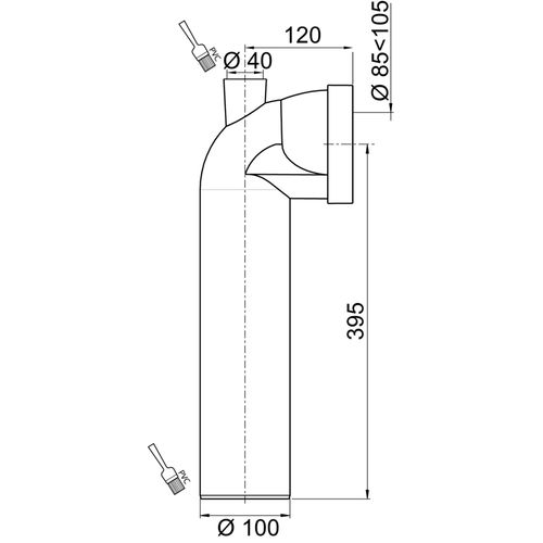 Pipe WC Jardibric longue coudée avec piquage