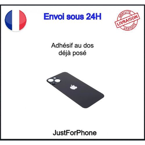 Vitre Arrière Iphone 13 Noir Logo Big Hole Adhésif