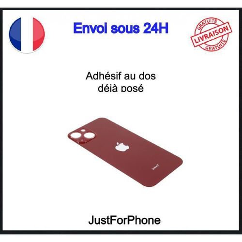 Vitre Arrière Iphone 13 Rouge Logo Big Hole Adhésif