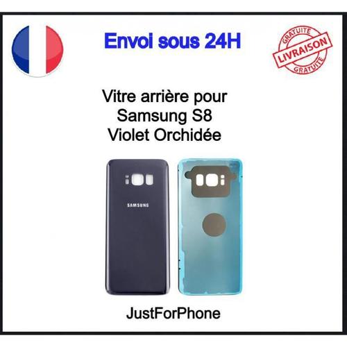 Vitre Arrière Samsung Galaxy S8 Violet Cache Batterie Adhésif Logo Ce