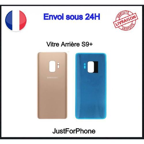 Vitre Arrière Samsung Galaxy S9+ Gold Cache Batterie Adhésif Logo Ce