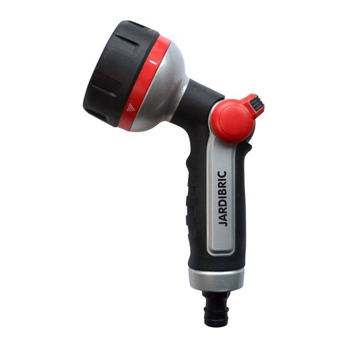 Pistolet de Lavage et d'Arrosage Jardibric Métal Gainé 6 Jets dont 1 Jet Rotatif