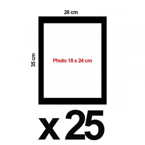 25 Passe-Partout - Noir - 28x35cm - Photo 18x24cm - Pour Cadre - Encadrement