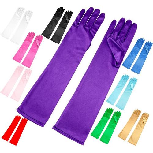 Gants Longs En Satin Pour Adultes De Différentes Couleurs