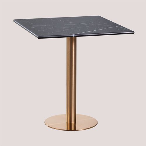 Table De Bar Carrée En Marbre Métallique Chack Or Rose ↔︎ 70 Cm